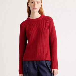 Quince 100% Organic Cotton Fisherman Crew Sweater Size S - Dark Red